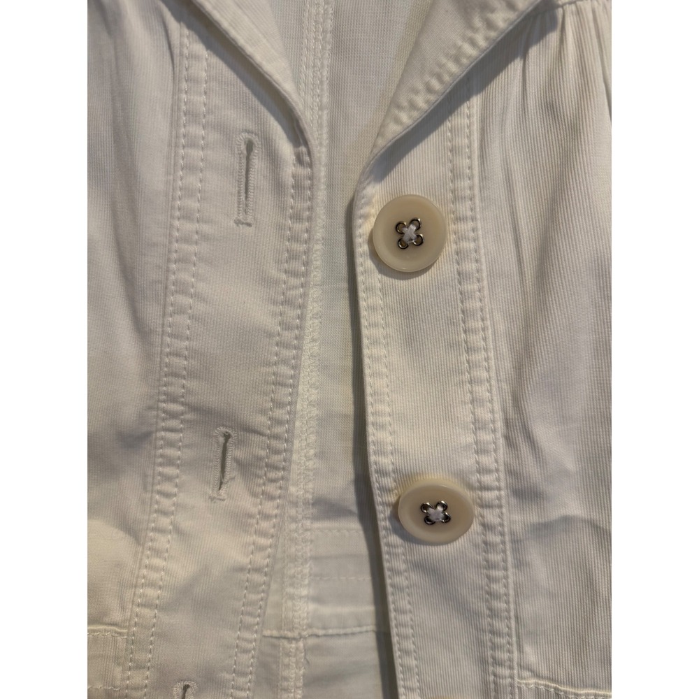 Ann Taylor Loft White Corduroy Short Sleeve Button Up Jacket Size 10 - Picture 3 of 9